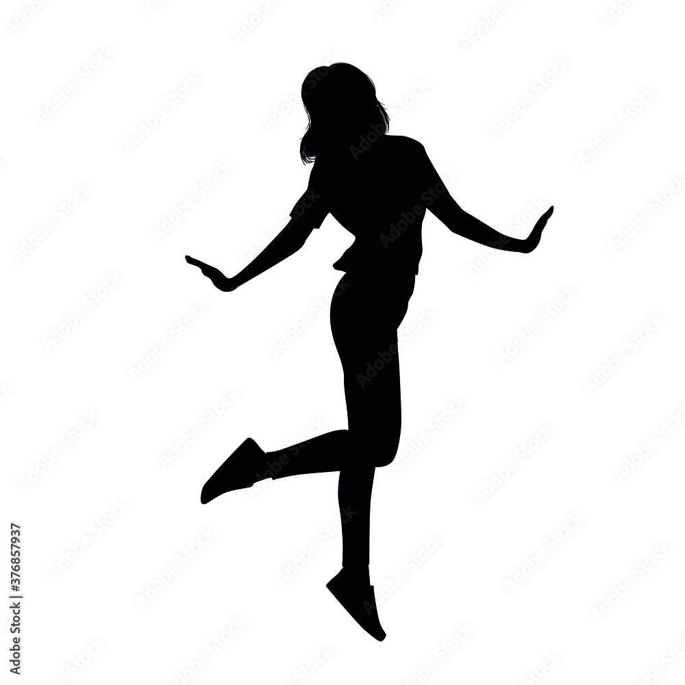 Silhouette Of Cheerful Girl