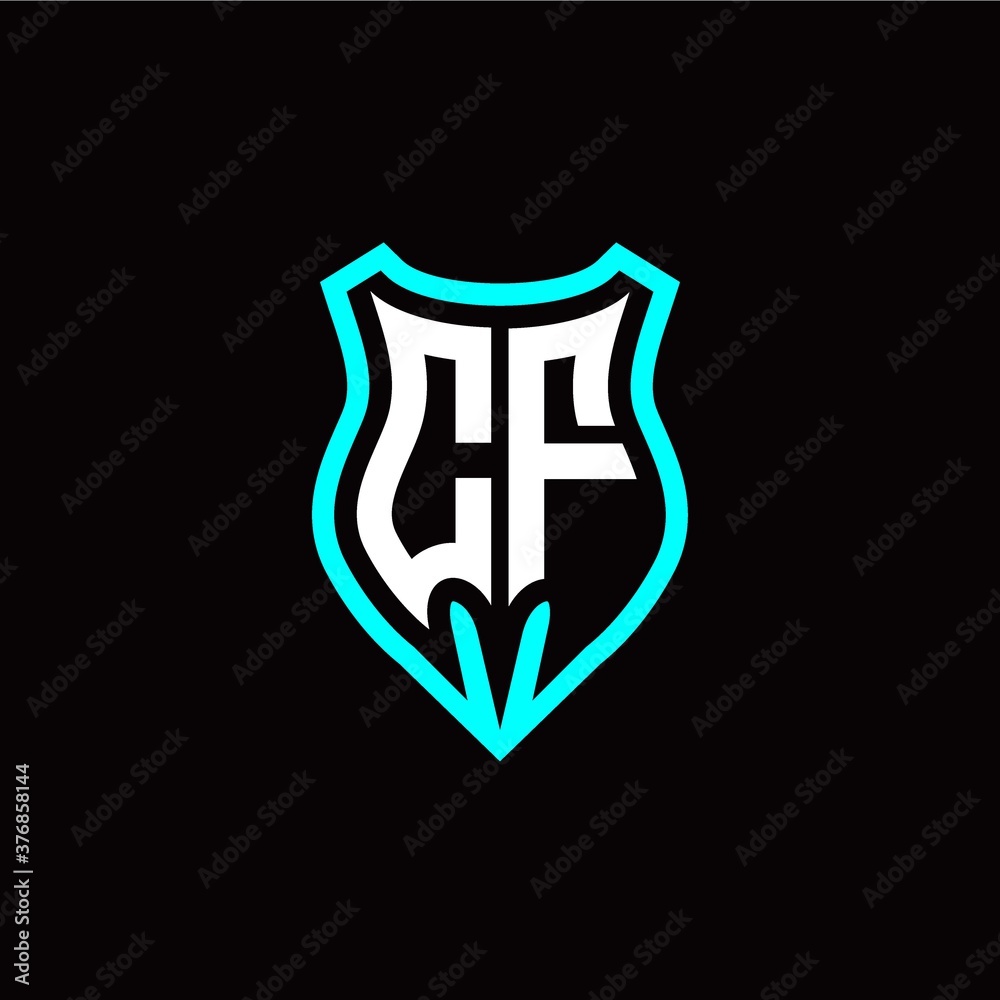 Initial C F letter with shield modern style logo template vector