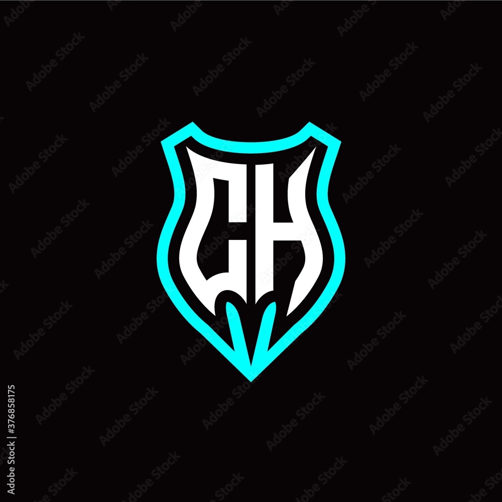 Initial C H letter with shield modern style logo template vector