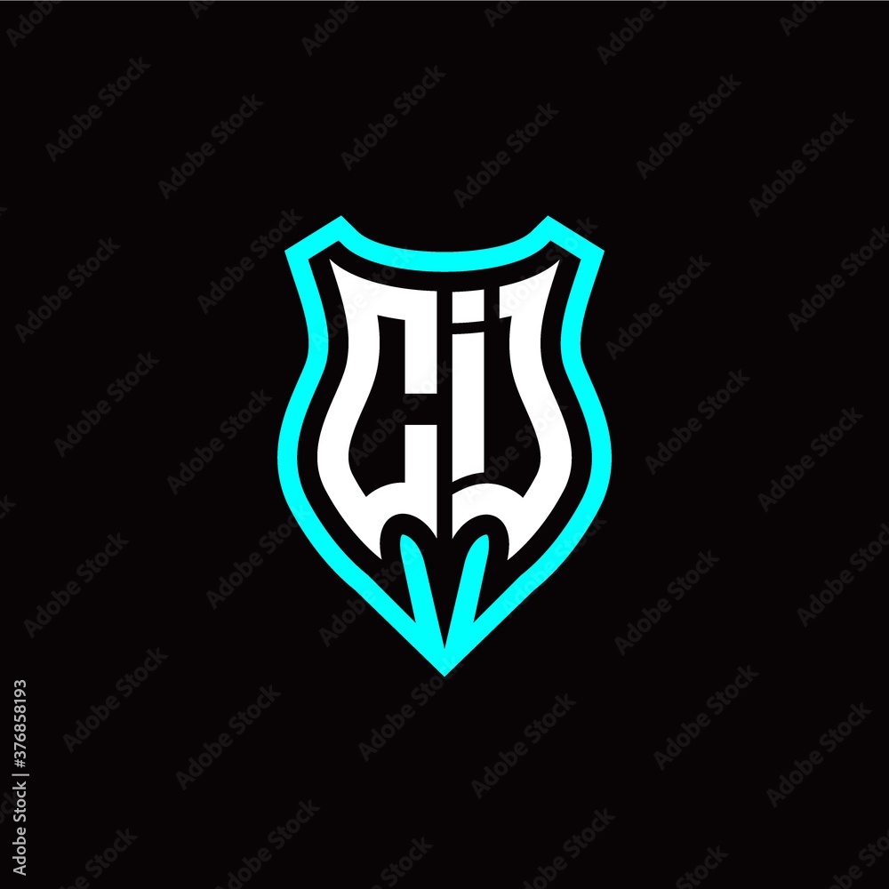 Initial C I letter with shield modern style logo template vector