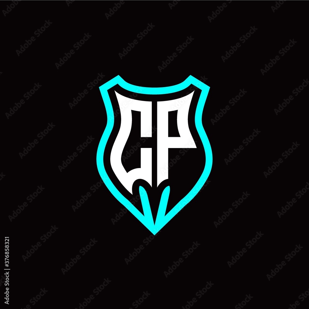 Initial C P letter with shield modern style logo template vector Initial C P letter with shield modern style logo template vector