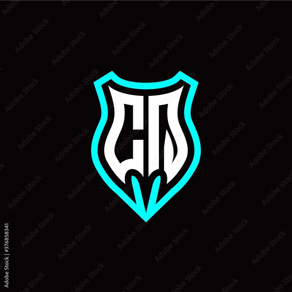 Initial C Q letter with shield modern style logo template vector