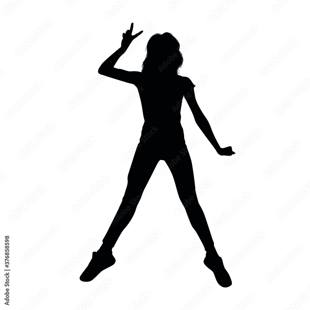 Silhouette Of Cheerful Girl