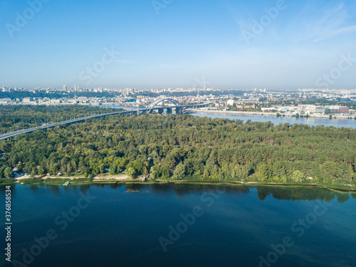 Fototapeta Naklejka Na Ścianę i Meble -  Aerial view of the Dnieper River in Kiev.