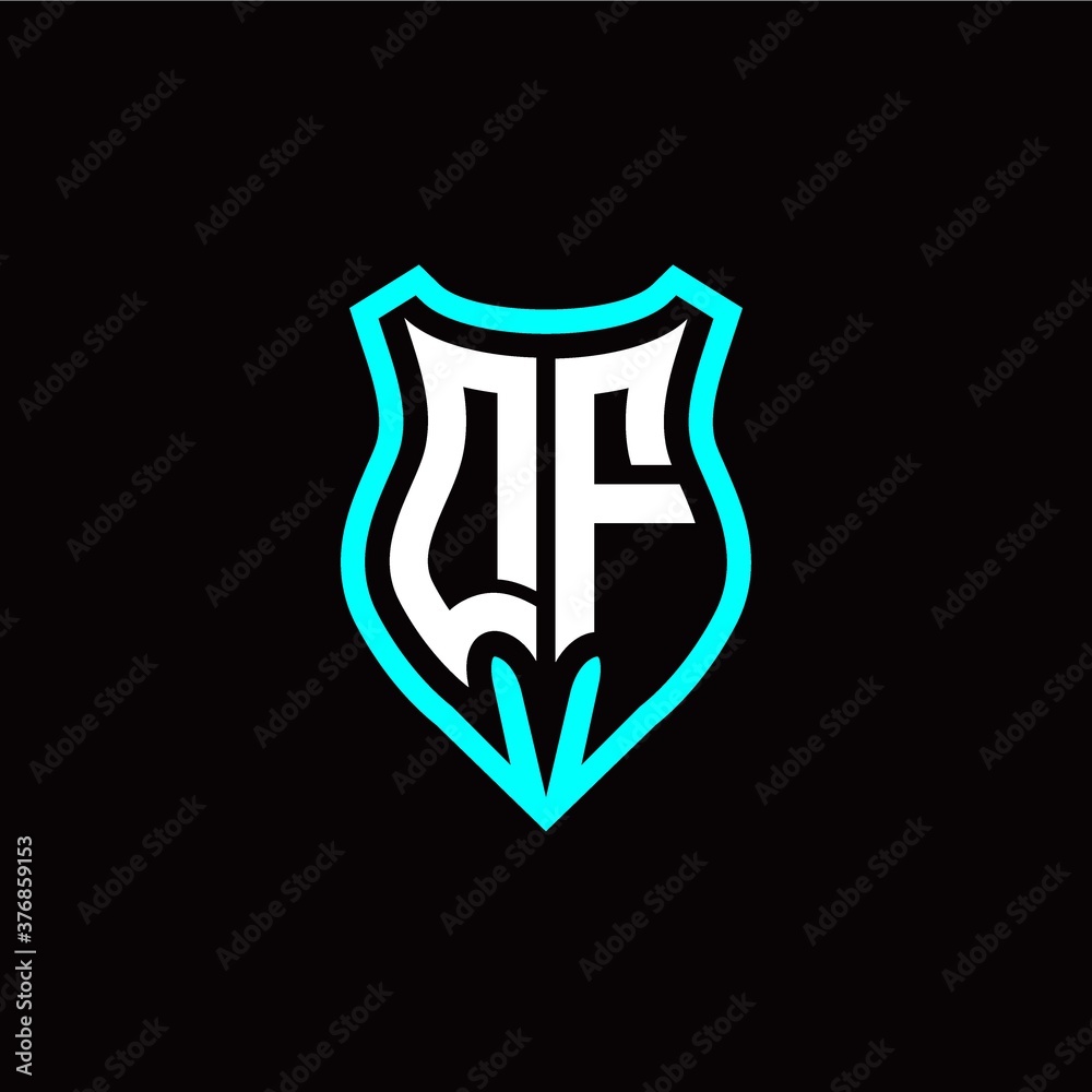 Initial D F letter with shield modern style logo template vector