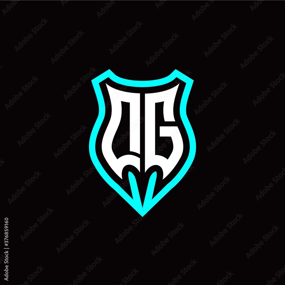 Initial D G letter with shield modern style logo template vector