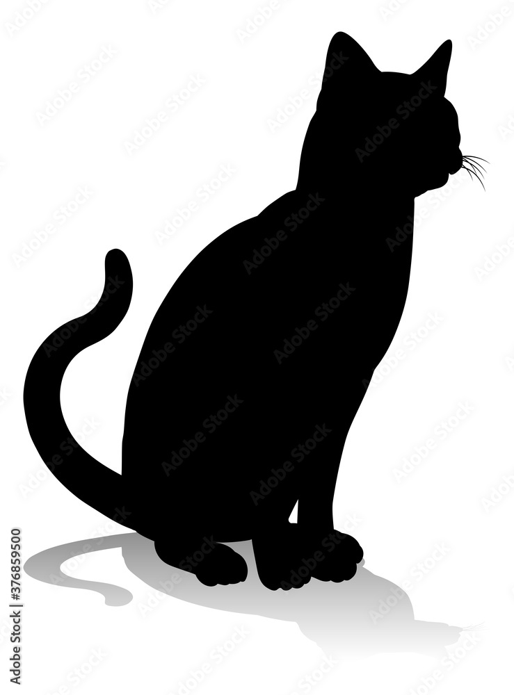 A silhouette cat pet animal detailed graphic