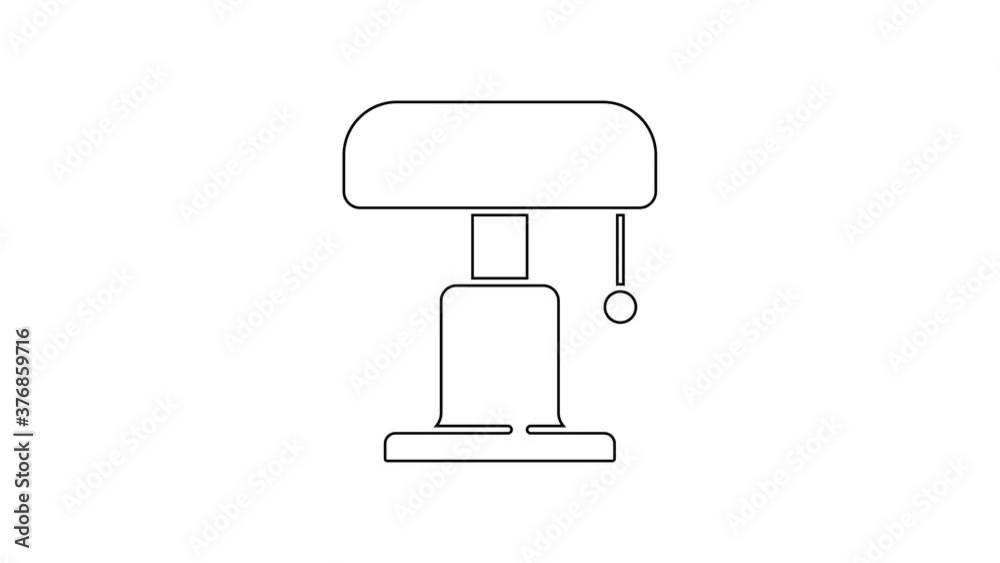 Black line Table lamp icon isolated on white background. 4K Video motion graphic animation. Black line Table lamp icon isolated on white background. 4K Video motion graphic animation.