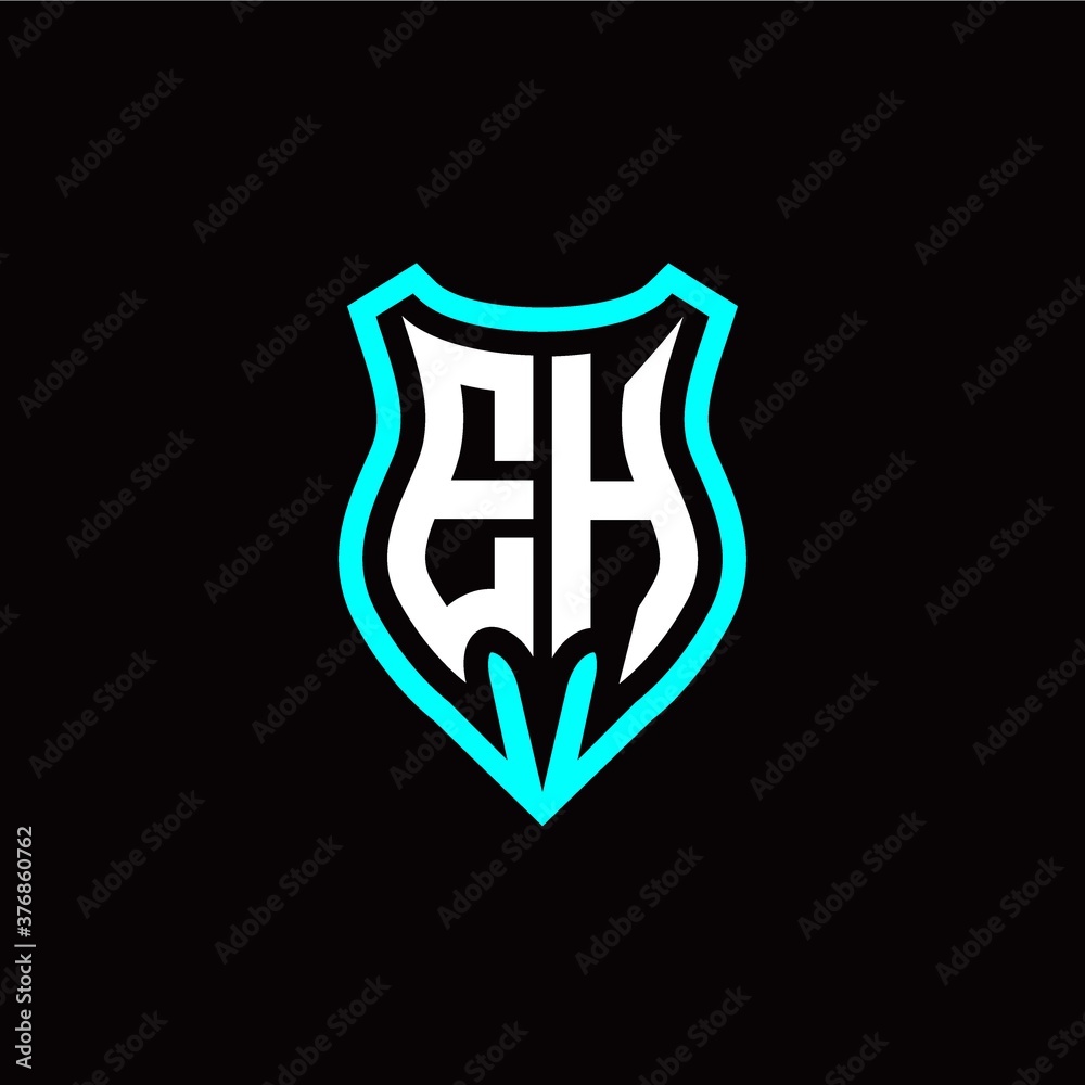 Initial E H letter with shield modern style logo template vector Initial E H letter with shield modern style logo template vector