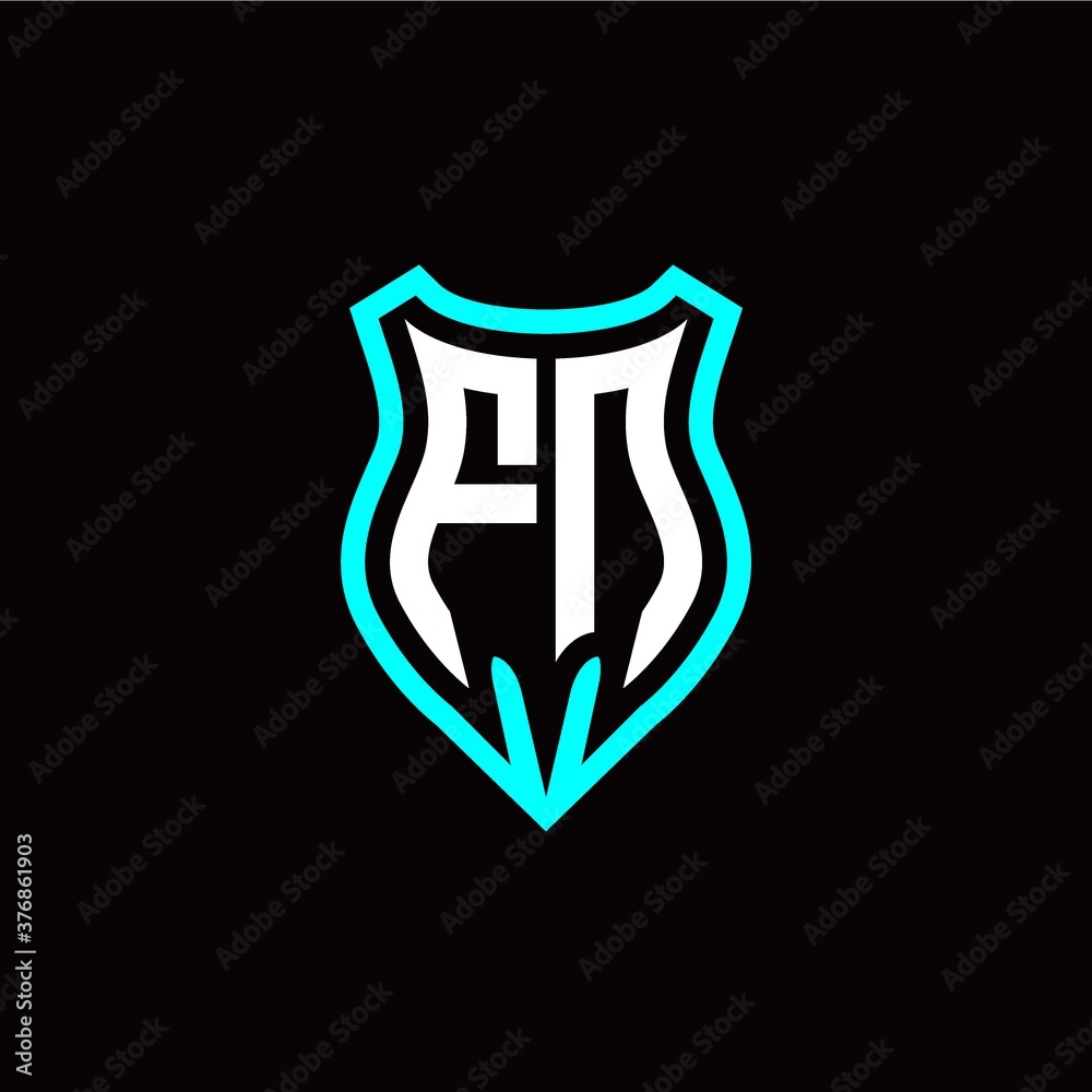 Initial F N letter with shield modern style logo template vector