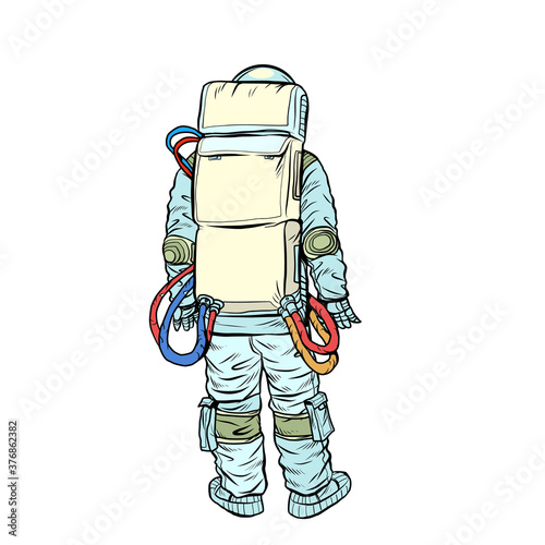 Astronaut stands with his back