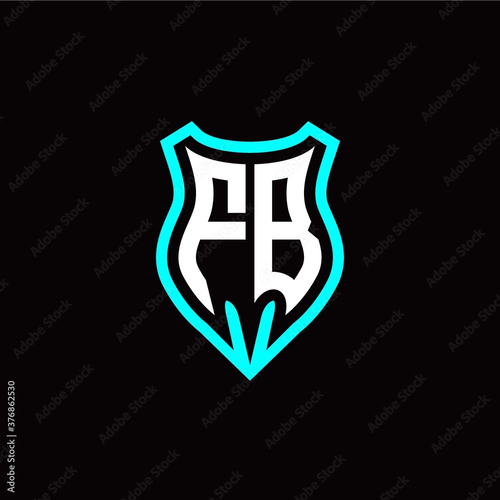 Initial F B letter with shield modern style logo template vector
