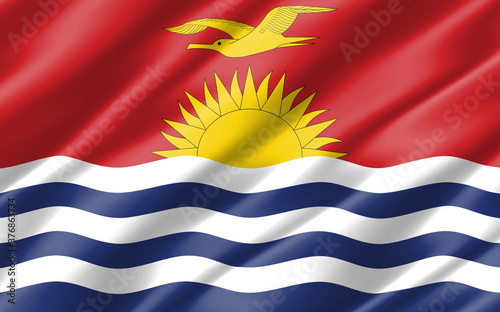 Silk wavy flag of Kiribati graphic. Wavy I-Kiribati flag illustration. Rippled Kiribati country flag is a symbol of freedom, patriotism and independence.