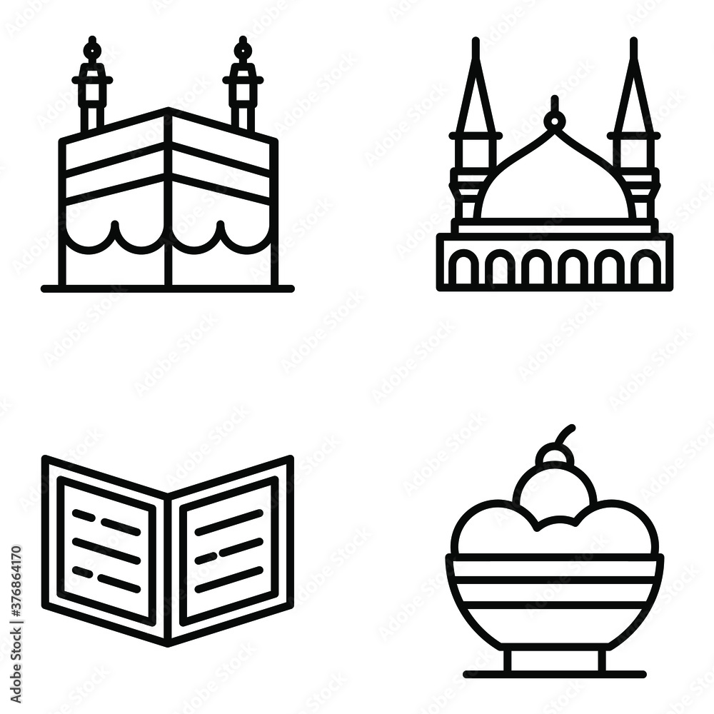 
Religion and Islamic line Icons Set 

