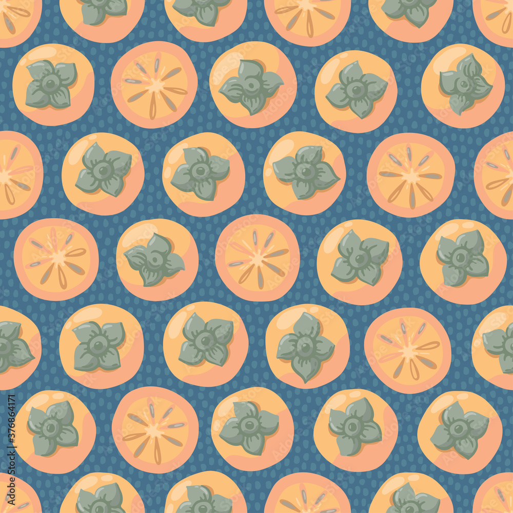 Hand drawn seamless pattern with persimmons. Hand drawn seamless pattern with persimmons.
