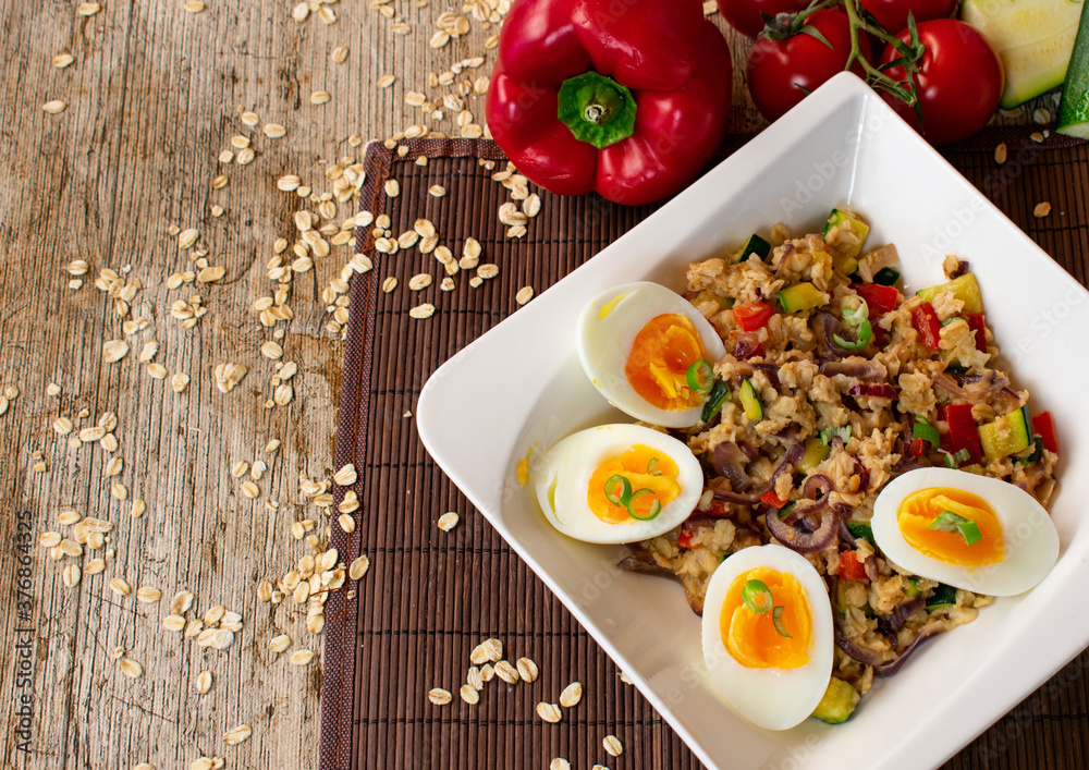 Vegetarian dish with spicy porridge Vegetarian dish with spicy porridge
