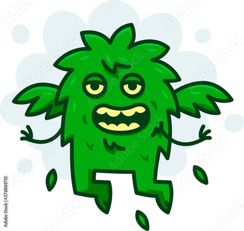 stoned weed monster funny mascot design