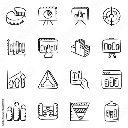 Pack of Graphs Doodle Icons 