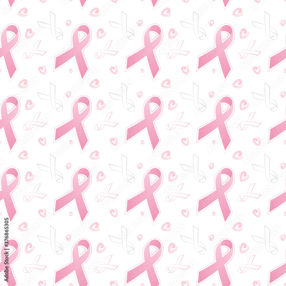 Pink ribbon seamless pattern vector to support breast cancer awareness campaign in October Pink ribbon seamless pattern vector to support breast cancer awareness campaign in October
