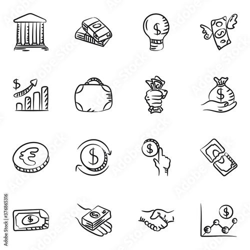  Money and Finance Hand Drawn Vectors Pack  