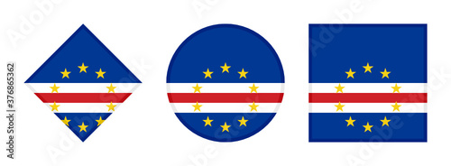 cape verde flag icon set. isolated on white background

