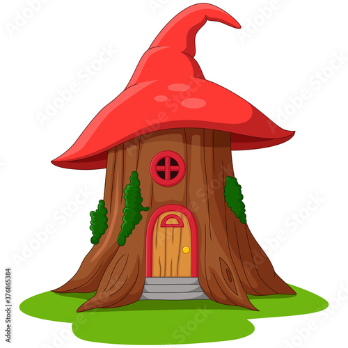 Cartoon fairy tale house made of hat