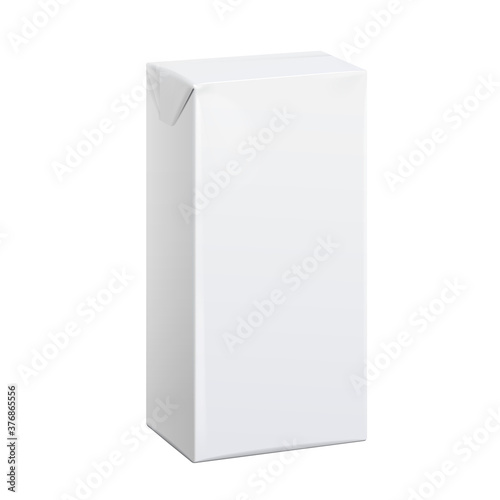 Realistic White carton pack For juice, milk and other drinks. Vector illustration. Template For Mockup Your Design.