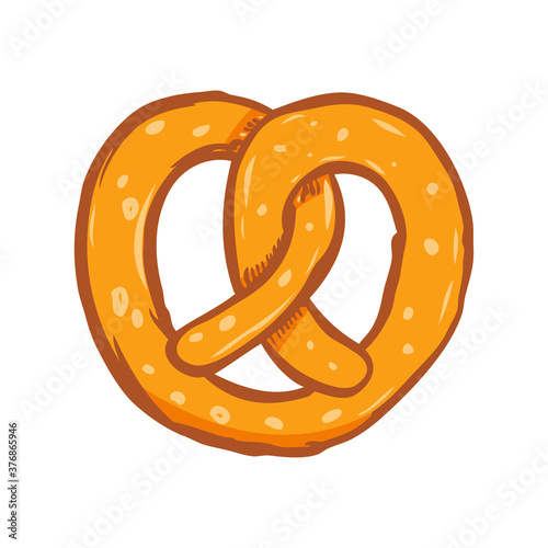 Illustration of pretzel. Design element for poster, card, banner, menu. Vector illustration