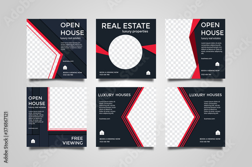 Real estate open house social media post templates. modern vector design. Vector illustration.