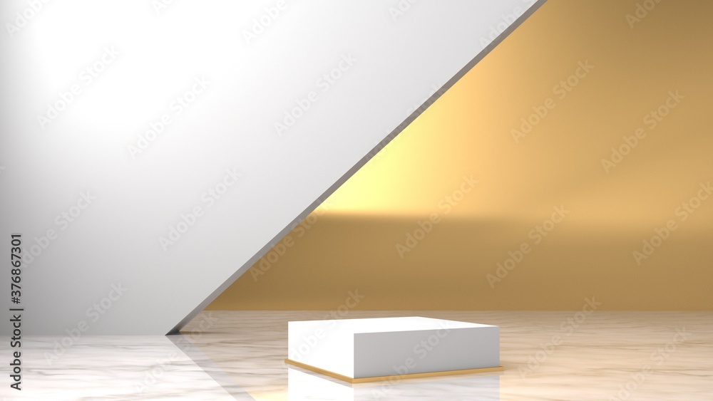 3d rendered studio with geometric shapes, podium on the floor. Platforms for product presentation, mock up background. Abstract composition in minimal design, luxury and gold colors 3d rendered studio with geometric shapes, podium on the floor. Platforms for product presentation, mock up background. Abstract composition in minimal design, luxury and gold colors