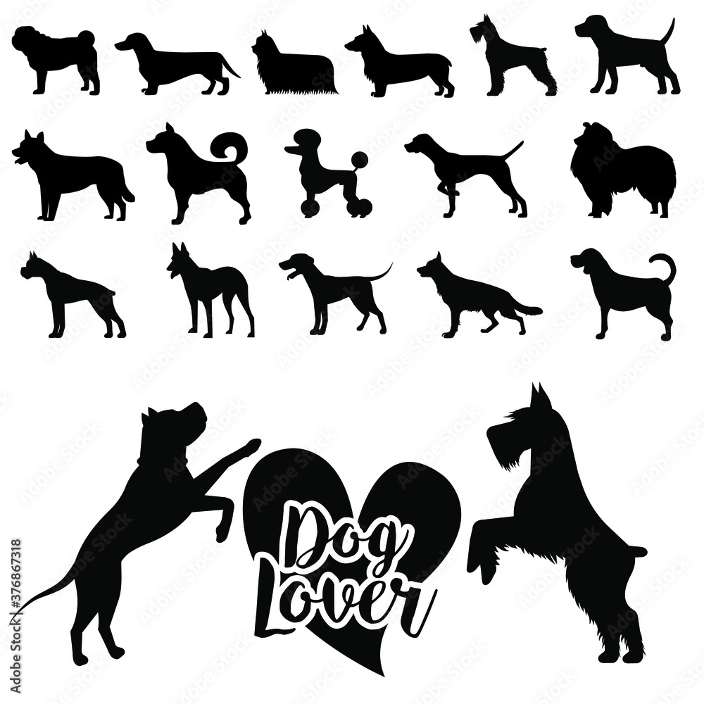 Love dog icon vector set. pet illustration sign collection. 