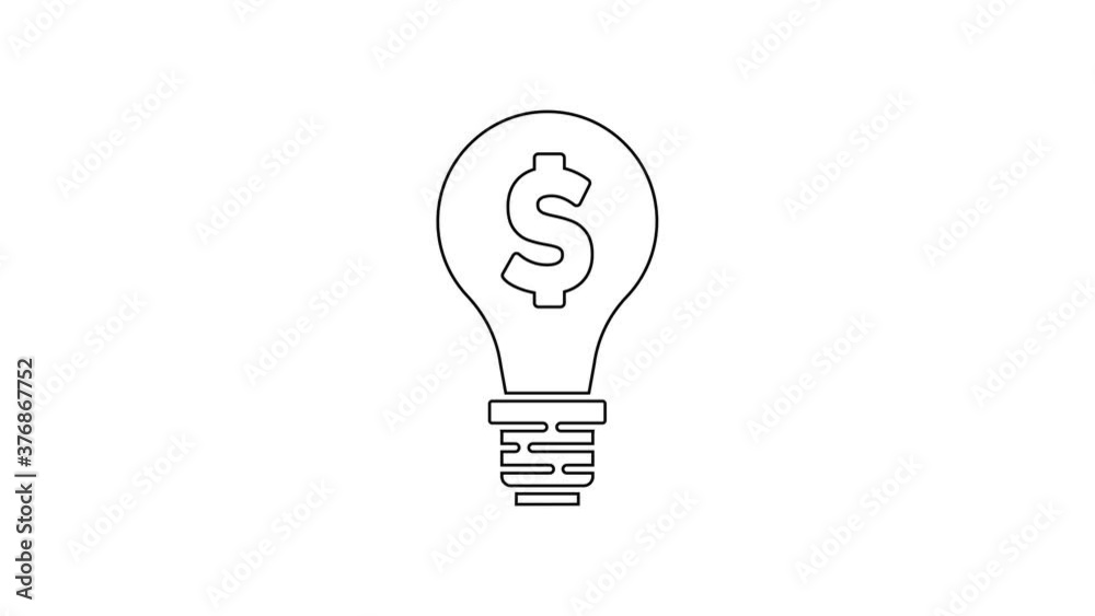 Black line Light bulb with dollar symbol icon isolated on white background. Money making ideas. Fintech innovation concept. 4K Video motion graphic animation. Black line Light bulb with dollar symbol icon isolated on white background. Money making ideas. Fintech innovation concept. 4K Video motion graphic animation.