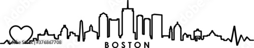 Fotografia BOSTON Massachusetts  SKYLINE City Outline Silhouette
