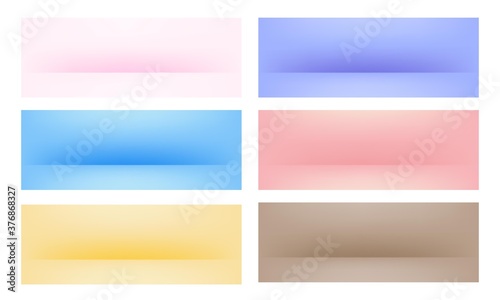 Empty stage background collection. Colorful studio 3d mock up 3D. Pastel color empty showroom  for product display. Banner for advertise product on website. 