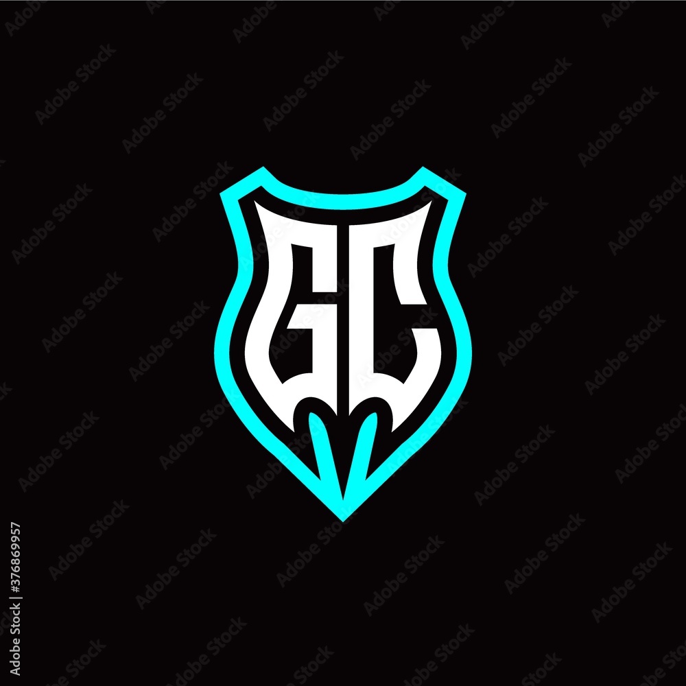 Initial G C letter with shield modern style logo template vector