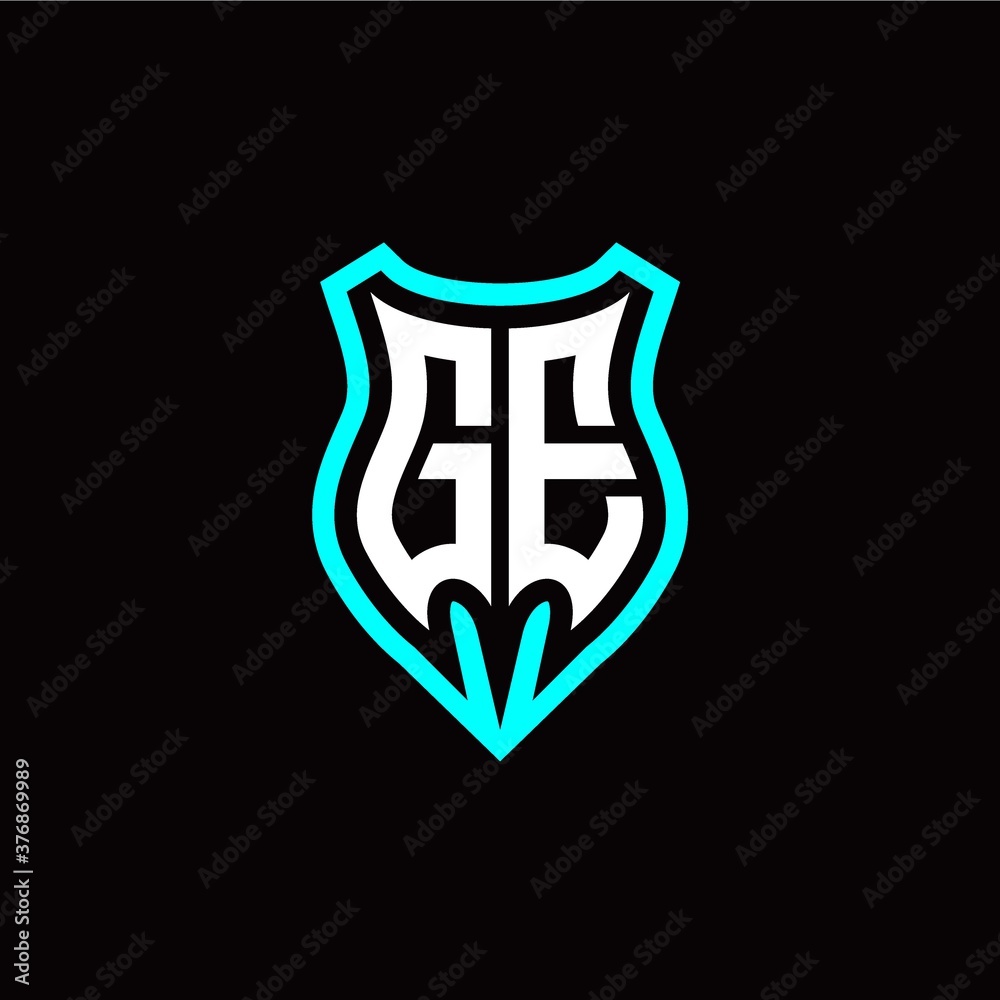 Initial G E letter with shield modern style logo template vector