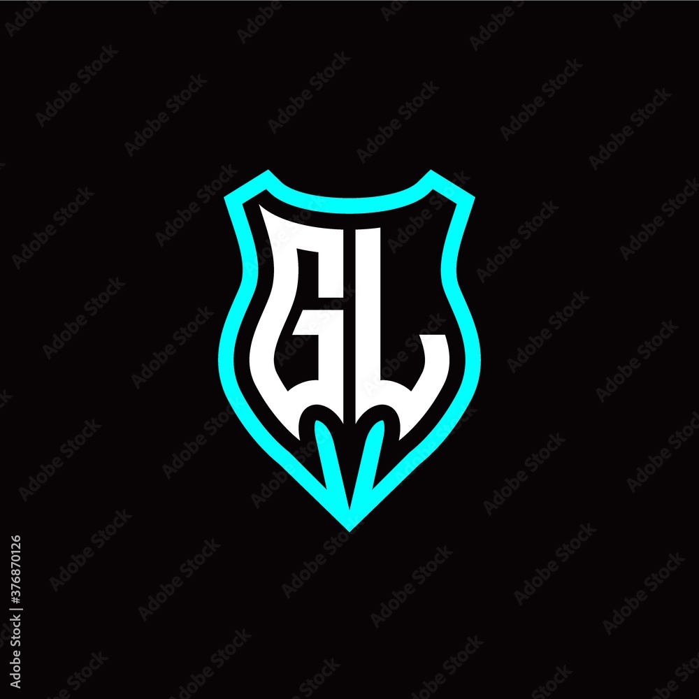 Initial G L letter with shield modern style logo template vector