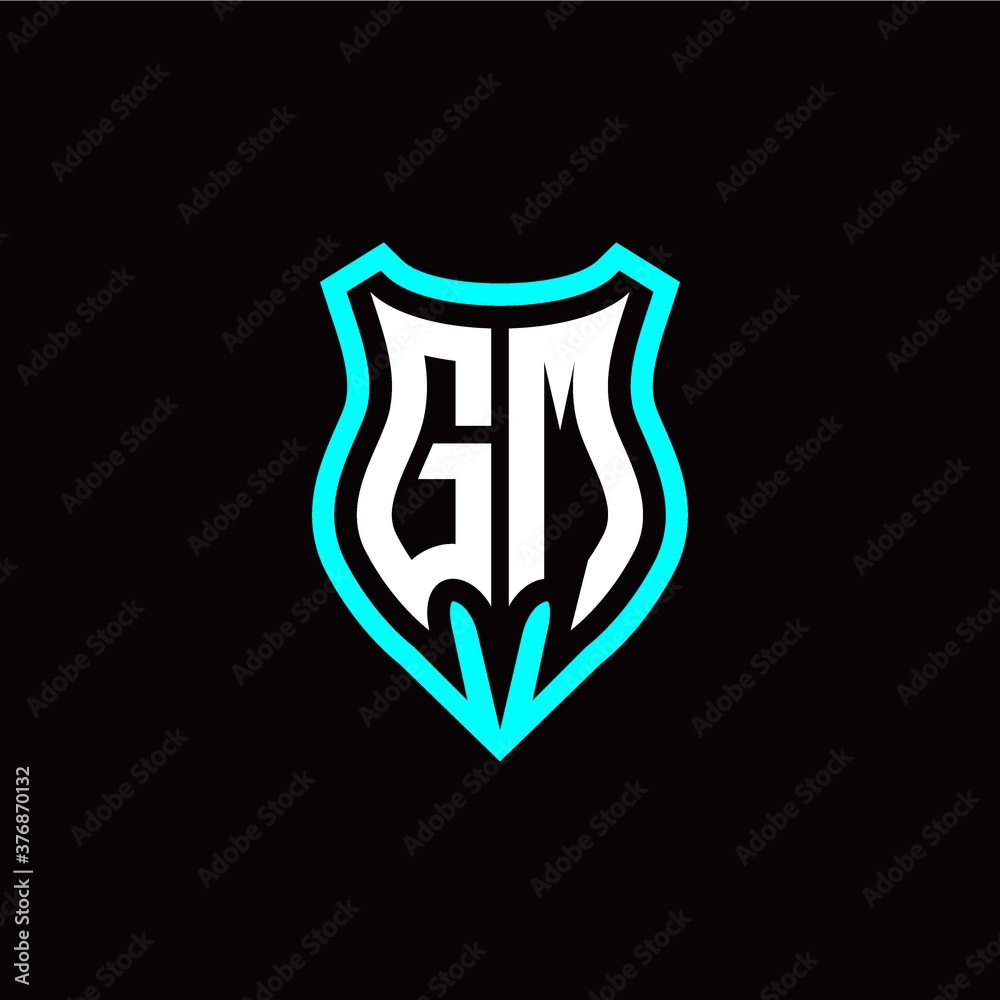 Initial G M letter with shield modern style logo template vector