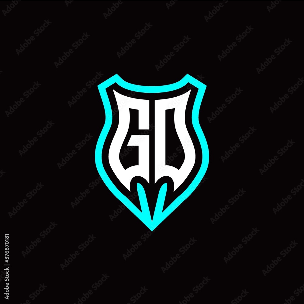 Initial G O letter with shield modern style logo template vector