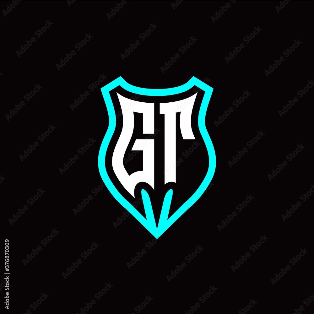 Initial G T letter with shield modern style logo template vector