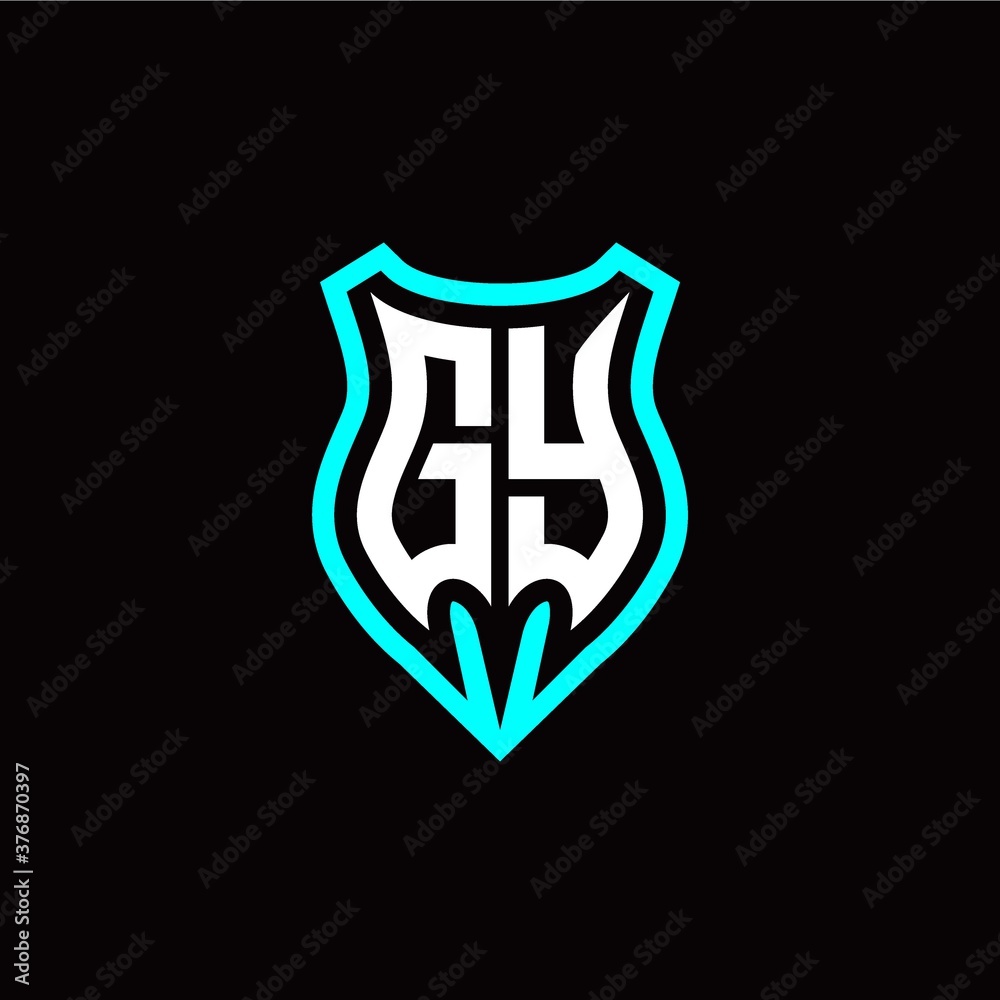 Initial G Y letter with shield modern style logo template vector Initial G Y letter with shield modern style logo template vector