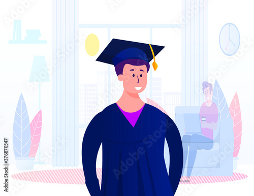 Boy is all happy with his graduation. 