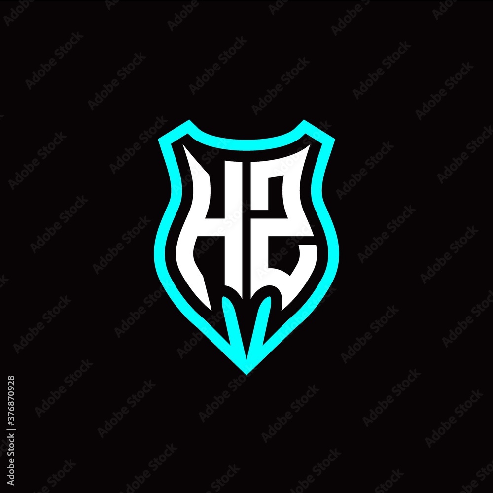 Initial H Z letter with shield modern style logo template vector Initial H Z letter with shield modern style logo template vector