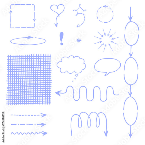 Vector purple hand-drawn arrows for your design