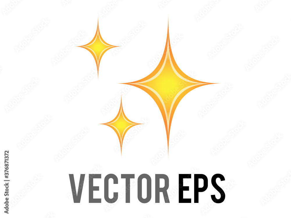Vector glittering flashes of sparkles, yellow stars emoji icon
