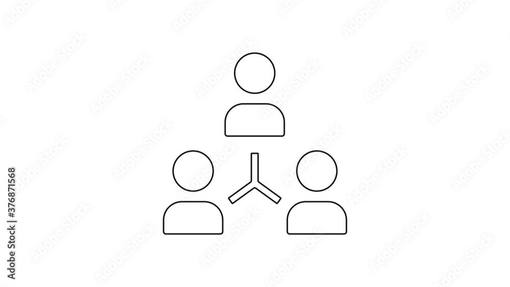 Black line Project team base icon isolated on white background. Business analysis and planning, consulting, team work, project management. 4K Video motion graphic animation. Black line Project team base icon isolated on white background. Business analysis and planning, consulting, team work, project management. 4K Video motion graphic animation.