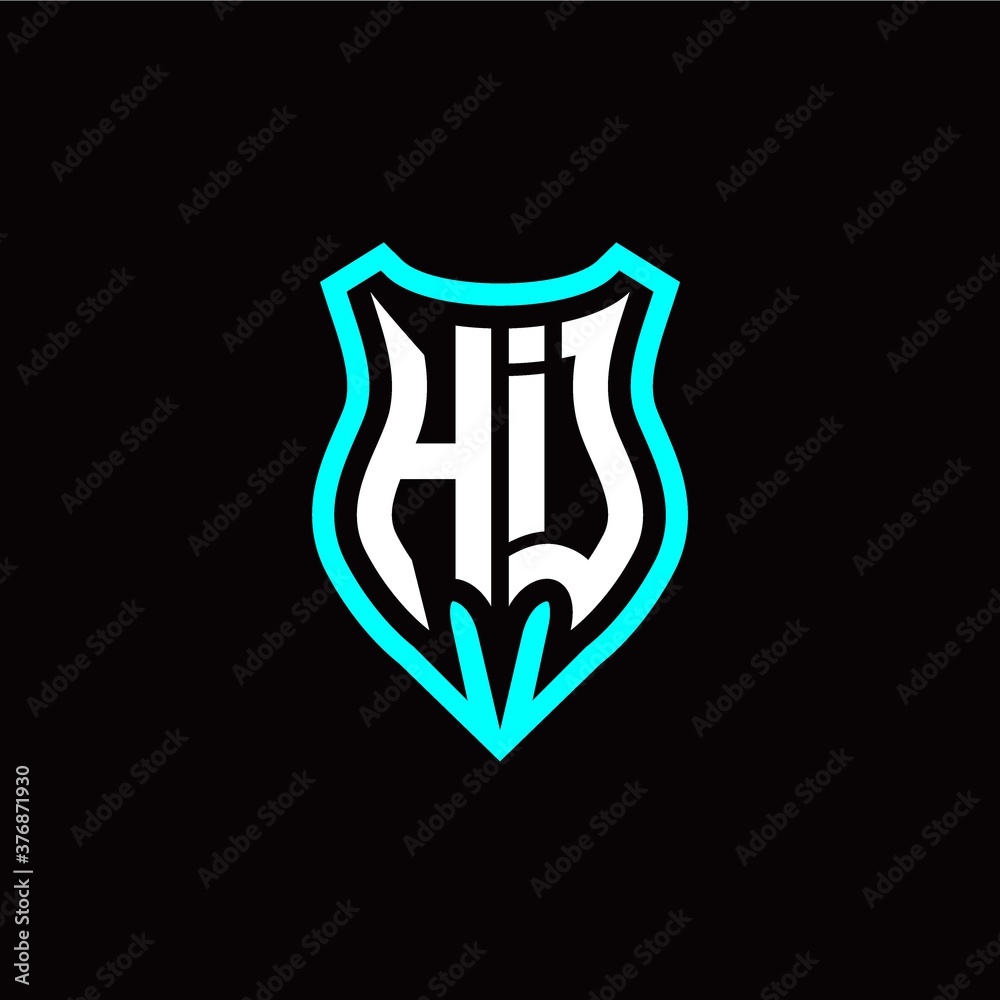 Initial H I letter with shield modern style logo template vector