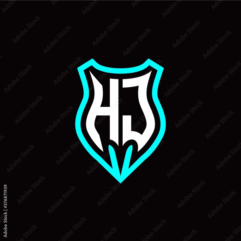 Initial H J letter with shield modern style logo template vector Initial H J letter with shield modern style logo template vector