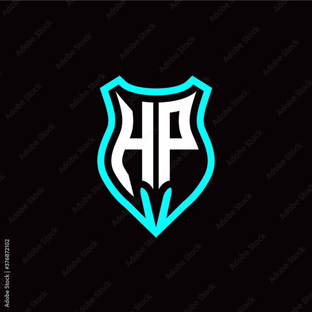 Initial H P letter with shield modern style logo template vector
