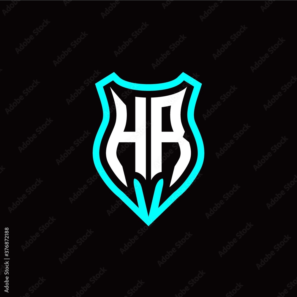 Initial H R letter with shield modern style logo template vector